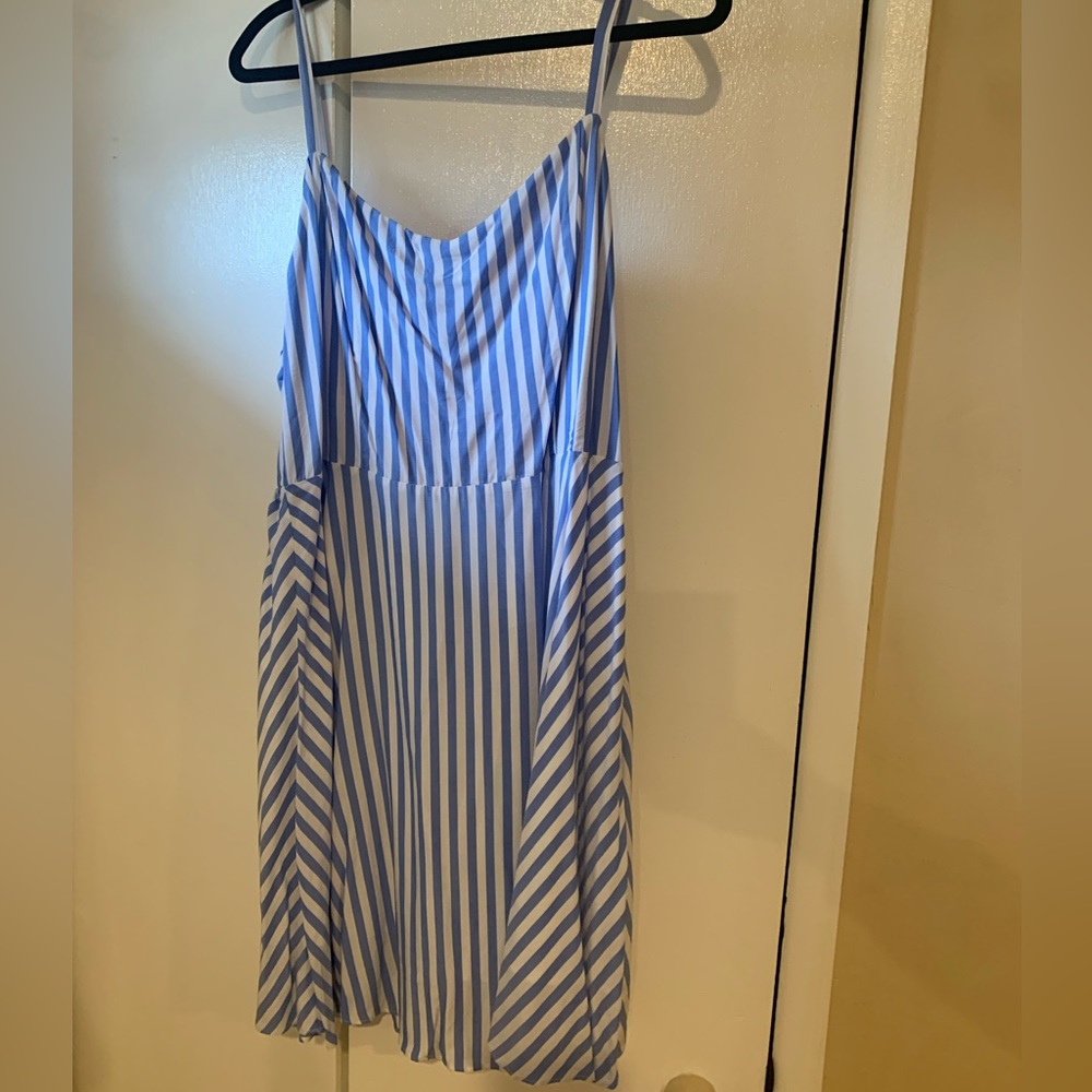 Blue and White Chevron print dress